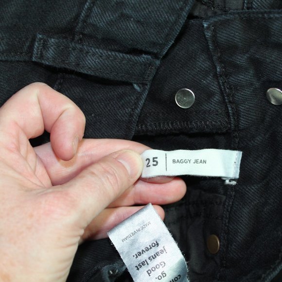 Pacsun Size 25 Black Destroyed Wide Leg Baggy Button Fly Jeans - NWOT - Picture 2 of 6